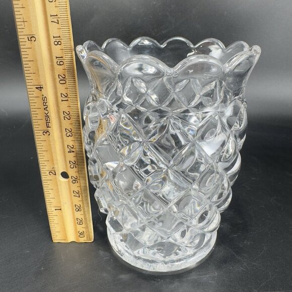 Antique Pineapple Clear Glass Vase Manganese 365nm Green UV Glow Utensil Holder - Picture 7 of 16